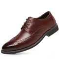 Elegante braune Leder Brogue Herrenschuhe mit runder Spitze für Business und Freizeit - 38 / Braun