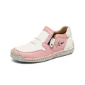 Modische Damen Lederstiefeletten in Pink und Weiß Kontrastdesign in Übergröße - 36 / Rosa