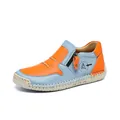 Modische mittelhohe Leder-Freizeitstiefel für Damen in den Farben Blau und Orange - 36 / Orange
