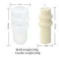 Detailed striped pillar candle silicone mold with 16.5cm height and 249g weight - Long Bamboo Basket Style (ZHF10618)