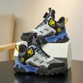 Premium children's winter outdoor boots in blue and grey featuring warm faux fur lining - 28 / Grey Blue