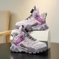 Purple and grey warm winter snow boots for women with fur lining and rotary dial - 28 / Palm Powder