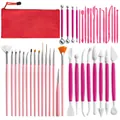 42-piece professional set for cake decorating and clay sculpting with red pouch - 42-Piece Bagged Collection