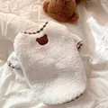 Soft white fleece pet vest with cute bear patch and checkered trim detail - XS / White