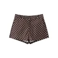 Modische braune Polka-Dot-Mini-Shorts für Damen mit stilvollem, hoch tailliertem Design - S / Unterteile / Kaffeebraun