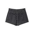 Schicke schwarz-weiße gepunktete Mini-Shorts für Damen, stylische High-Waist Variante - S / Unterteile / Schwarz