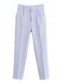 Vue de face d'un pantalon de costume élégant bleu clair à taille haute avec pli central net - Bleu clair