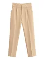 Pantalon de costume décontracté taille haute beige style minimaliste - Khaki Clair