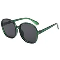 Retro oversized round sunglasses for women featuring translucent green frames and dark lenses - Green Frame Grey Lens