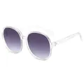 Retro oversized women's sunglasses with transparent frames and purple gradient lenses - Transparent White Frame Gradient Grey Lens