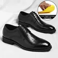 Chaussures Derby en cuir noir élégantes pour hommes avec semelle intérieure de 1,2 cm de haut - 37 / Semelle de rehaussement 1.2cm / Noir