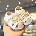 Breathable soft-sole summer baby walking sandals with closed-toe anti-slip design in cream - Size 16 (Inner Length 11.5cm) / Beige