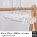 Cintre à pantalons blanc mat antidérapant avec pinces réglables et crochet rond, 30cm - Lot de 10 / Blanc Mat