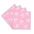 Detailed view of pink party napkins with white ribbon bow and sparkle pattern - Napkins / Pack of 24 / All Pink