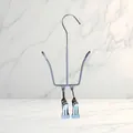 Detailed view of blue stainless steel shoe drying rack with dual clips and hooks - 1 Piece / Nordic Grey
