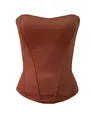 Elegant brown corset tube top featuring structural fishbone seams and slim fit design - Brown