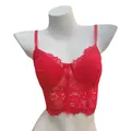 Sexy rotes Bustier-Camisole-Top aus Wimpernspitze mit dünnen Trägern für Damen - Rot