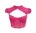 Sexy fuchsiafarbenes Spitzenkorsett-Oberteil mit Bügeln und transparentem Design - XS / Oberteile / Fuchsia