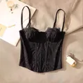 Elegante corsetto in pizzo nero con coppe push-up e vestibilità slim per un look sexy - Taglia S / Top / Nero