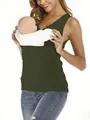 Multi-functional kangaroo pocket nursing tank top for baby carrying in dark green color - S / Tops / Army Green