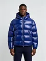 Premium men's hooded shiny blue puffer jacket winter coat thickened warm casual outerwear - 3XL / Tops / Blue