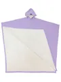Vista dettagliata di un poncho con cappuccio viola oversize con fodera in pile bianco - Taglia unica / Top / Lavanda
