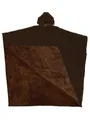 Dettaglio di un poncho oversize con cappuccio e fodera in pile marrone scuro calda - Taglia unica / Top / Marrone scuro
