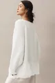 Elegant white long sleeve knit sweater featuring a stylish mesh ruffle hem for women - S / Tops / White