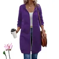 Felpa con cappuccio e zip a media lunghezza da donna in viola con coulisse. - 3XL / Top / Viola