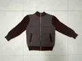 Men's knitted patchwork bomber jacket with stand collar and zipper detail - S / Tops / Coffee
