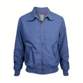 Vue détaillée de la veste aviateur bleue rétro avec doublure à carreaux rouge classique - Bleu saphir