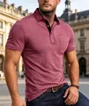 Classic men's summer short sleeve burgundy heathered polo shirt with chest pocket - Burgundy