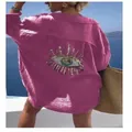 Kräftiges rosa Damen Sommerhemd mit detailliertem Evil Eye Design auf dem Rücken - 3XL / Oberteile / Rosa