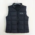 Women's minimalist black stand collar padded puffer vest waistcoat for autumn and winter - S / Tops / Black