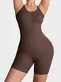 Full body seamless shaper bodysuit with tummy control and wide straps in brown - S / Jumpsuits / Dark Brown