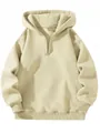 Felpa con cappuccio beige oversize con mezza zip e polsini a costine in stile sportivo - 3XL / Top / Albicocca