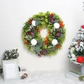 Künstlicher Eukalyptuskranz mit weißen Kürbissen und Blumen für die Weihnachtsdeko - Große Größe 45cm