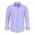 Detail of light purple plus size men's button-down shirt with wrinkle-resistant fabric - 3XL / Tops / Purple