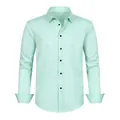 Vue détaillée d'une chemise pour homme vert menthe, extensible et infroissable de qualité. - 3XL / Hauts / Vert clair
