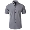 Camicia grigia a maniche corte da uomo in tessuto elasticizzato a quattro direzioni - Taglia M / Top / Grigio