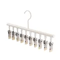 White stainless steel clothes drying rack with 10 metal clips for socks and underwear - Circular with 10 Clips / Creamy White
