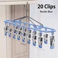 Langlebiger Sockenhalter aus Edelstahl mit 20 Clips in Nordischem Blau für den Balkon - 20er-Pack Clips / Nordic Blau