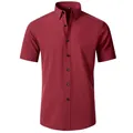 Camicia a maniche corte bordeaux da uomo in tessuto elasticizzato 4-way senza stiro - Taglia M / Top / Borgogna