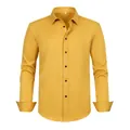 Vue de face d'une chemise jaune à manches longues grande taille avec boutons - 3XL / Hauts / Jaune d'Or