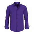 Vue détaillée de face d'une chemise pour homme violette extensible et infroissable - 3XL / Hauts / Violet foncé