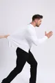 Professional high-elasticity men's white long-sleeve shirt with seamless stretch - 40/XS / Tops / White