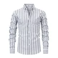 Men's vertical striped long sleeve shirt with four-way stretch fabric - S / Tops / Black and White Fine Stripes (YC-01)