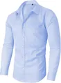 Camicia elasticizzata azzurra a maniche lunghe da uomo con finitura antipiega per affari - 38/XXXS / Top / Azzurro