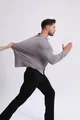 Grey high elasticity men's long sleeve shirt demonstrating stretchable fabric quality - 40/XS / Tops / Gray