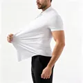 Men's athletic fit high stretch white polo shirt made of breathable ice silk fabric - 44/XL / Tops / White (Short Sleeve)